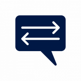 Chat bubble with arrows