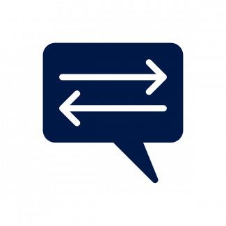 Chat bubble with arrows